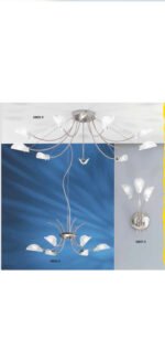 Pendul DIANA G9 6x40W Cadru Metal Satin Brate Incovoiate Abajur Sticla Matt Infiletat ESTO - imagine 2