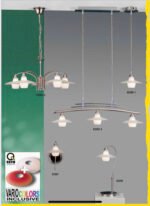 Pendul HELLIOS G9 5x40W Cadru Crom Satinat cu Brate Incovoiate  Abajur Sticla Alb cu Accesoriu Farfurie ESTO - imagine 2