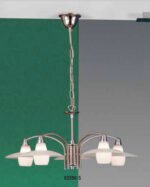 Pendul HELLIOS G9 5x40W Cadru Crom Satinat cu Brate Incovoiate  Abajur Sticla Alb cu Accesoriu Farfurie ESTO - imagine 3