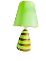 Veioza LA 4-1037/1 GRUN E27 1x60W Baza Portelan Verde cu dungi Maro Abajur Rotund Concav Panza Verde Intrerupator pe Fir ORION - imagine 2