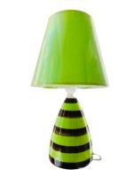 Veioza LA 4-1037/1 GRUN E27 1x60W Baza Portelan Verde cu dungi Maro Abajur Rotund Concav Panza Verde Intrerupator pe Fir ORION