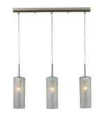 Pendul SATINA E27 3x60W Baza Metal Chrom si Abajur Sticla Ornamentala Dimensiuni: 650x100x1450mm ESTO