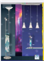 Pendul SUPERSTAR DISCO E27 3x60W Baza Metal Chrom Abajur Sticla Cornet Alb Cu linii Rosii ESTO - imagine 4