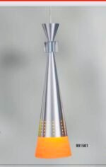 Pendul Comet E27 1x60W 50-100cm Baza Metal Chrom Abajur Cornet Metal Chrom + Sticla Orange ECONOMIC LIGHTING - imagine 2
