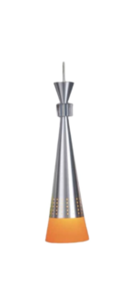 Pendul Comet E27 1x60W 50-100cm Baza Metal Chrom Abajur Cornet Metal Chrom + Sticla Orange ECONOMIC LIGHTING