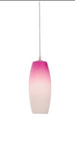 Pendul BERRY E27 1x60W Baza Metal Chrom Abajur Sticla Stil Borcan Lung Alb/Mov Diametru  110x250mm ESTO