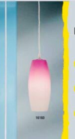 Pendul BERRY E27 1x60W Baza Metal Chrom Abajur Sticla Stil Borcan Lung Alb/Mov Diametru  110x250mm ESTO - imagine 2