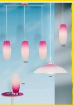 Pendul BERRY E27 1x60W Baza Metal Chrom Abajur Sticla Stil Borcan Lung Alb/Mov Diametru  110x250mm ESTO - imagine 3