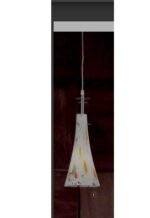 Pendul HL 6-1442/1 WEIB E14 1x40W Baza Metal Chrom  Abajur Sticla Trompeta Alb cu Picatele Colorate ORION - imagine 2