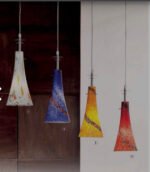 Pendul HL 6-1442/1 WEIB E14 1x40W Baza Metal Chrom  Abajur Sticla Trompeta Alb cu Picatele Colorate ORION - imagine 3