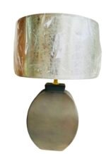 Veioza LA 4-906/1 ANTRAZIT E27 1x60W  Baza Portelan Bej Abajur Gri/Crem Intrerupator pe Fir ORION - imagine 2