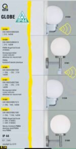 Aplica Perete GLOBE E27 1x60W Baza Metal Argintiu Abajur Glob Mare Plastic Diametrul 310mm IP44 ESTO - imagine 2