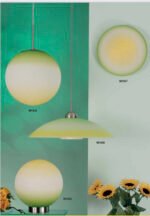 Plafoniera Clasica APPLE E27 2x60W Abajur Sticla Verde Galben Crem 300cm ESTO - imagine 3