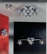 Plafoniera DL 7-451/4 CHROM G9 4x40W Cadru Metal Chrom Patrat Abajur Sticla Matt IP44 30см x 30см x 12см ORION - imagine 3