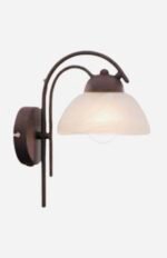 Aplica Perete Provence E14 1x40W Brat Metal Negru Mat Abajur Sticla Palnie Matt Fumuriu cu Intrerupator ESTO