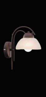 Aplica Perete Provence E14 1x40W Brat Metal Negru Mat Abajur Sticla Palnie Matt Fumuriu cu Intrerupator ESTO - imagine 2