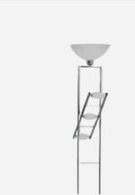 Veioza Soldat STL 12-1061/4 SATIN Pretabila Canapea Living E27 160W+G4/12V  3X20W Baza Reglabila Metal Chrom Satinat, cu Brat Interior Flexibil, Intrerupator de Picior pe fir Abajur Sticla Alb ORION