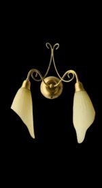 Aplica Perete GOLD-MATT E14 2x40W Cadru Metal Auriu Abajur Bulb Floare Matt, Orion - imagine 2