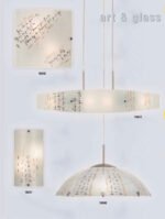 Plafoniera Clasica COLORE E14 2x40W Baza Metal Alb Dreptunghi Abajur Sticla Mat cu Text Negru ESTO - imagine 2