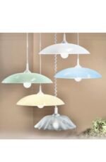 Pendul KL 8-211 WEIB/ZUG E27 1x60W Baza Plastic Alb si cord flexibil Inaltime Reglabila Abajur Sticla Ondulata Alb/Clar ORION - imagine 4