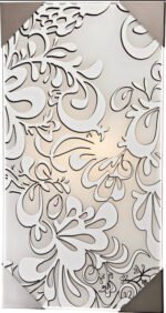 Plafoniera KL 5802 KAMOSE AP2 E27 2x60W Baza Metal Alb Abajur Sticla Dreptunghi cu Desene Alb/Negru si colturi Metal Chrom KLAUSEN - imagine 2
