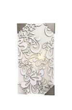 Plafoniera KL 5802 KAMOSE AP2 E27 2x60W Baza Metal Alb Abajur Sticla Dreptunghi cu Desene Alb/Negru si colturi Metal Chrom KLAUSEN