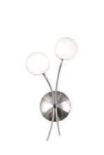 Aplica Perete GRAZIA G9 2x40W Cadru Metal Chrom Brate Indoite Buchet Flori cu Intrerupator , Abajur Miniglob Alb ESTO