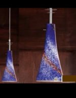 Pendul HL 6-1442/1 BLAU E14 1x40W Metal Chrom  Abajur Sticla Trompeta Albastru Picatele Albe ORION - imagine 2