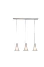 Pendul SUPERSTAR DISCO E27 3x60W Baza Metal Chrom Abajur Sticla Cornet Alb Cu linii Rosii ESTO