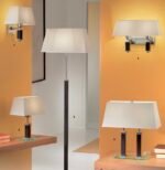 Veioza/Lampa de Masa LA 4-980/1 SATIN E27 1x40W Baza Sticla Groasa Clar si Metal Chrom Imbracat Partial in Piele Neagra, Abajur Dreptunghi Crem, Intrerupator pe Fir ORION - imagine 2