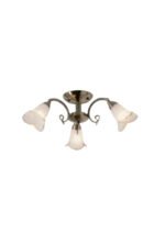 Lustra aplicata stil clasic cu 3 brate Calla DLU 1719/3 Patina E14 3x40W Baza Metal Patina Abajur Sticla Groasa Bulbi Floare Alb cu Margini Maro ORION
