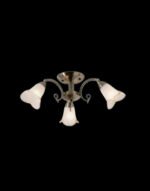 Lustra aplicata stil clasic cu 3 brate Calla DLU 1719/3 Patina E14 3x40W Baza Metal Patina Abajur Sticla Groasa Bulbi Floare Alb cu Margini Maro ORION - imagine 4