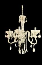 Candelabru cu Lant Soclu E14 6x60W Imitatie Lumanari, Brate din Sticla Transparenta si Cristale cu Farfurii din sticla cristalinizata  Inaltime 80cm, Suspensie 60cm, Diametru 65cm ORION - imagine 2