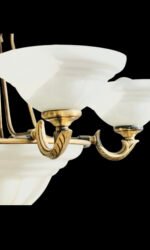 Lampadar cu Lant LU 1K-2038/5 PATINA E27 5+2x60W 5 Brate din Alama Masiva Patinata si Abajur Sticla Groasa Matt, Inaltime 100cm, Diametru 54cm ORION - imagine 2