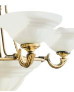Lampadar cu Lant LU 1K-2038/5 PATINA E27 5+2x60W 5 Brate din Alama Masiva Patinata si Abajur Sticla Groasa Matt, Inaltime 100cm, Diametru 54cm ORION - imagine 3