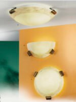 Plafoniera Vintage NU 9-347/40 ANTIK E27 2x60W Ornament Metal Antichizat Abajur Sticla Groasa Crem si Maro Deschis pe Margine ORION - imagine 4