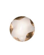 Plafoniera Clasica NU 9-390/40 DEKORGOLD E27 2x60W Abajur Sticla Groasa Alb cu Desene Maro pe Margini Diametru 40cm ORION