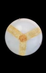 Plafoniera Clasica NU 9-337/40 AMBER E27 2x60W Abajur Rotund Sticla Groasa Matt cu 3 Dungi Maro ORION - imagine 3