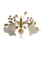 Aplica Perete FLORENTINER E14 2x60W Cadru Fier Forjat Verde Auriu Imitatie Floare, H380mm, Orion