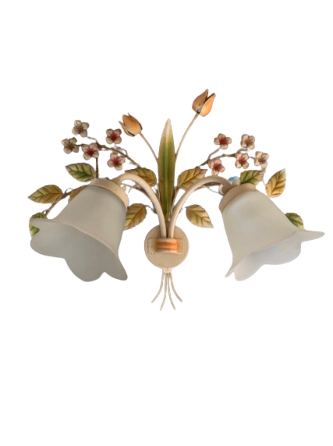 47793828 Aplica Perete FLORENTINER E14 2x60W Cadru Fier Forjat Verde Auriu Imitatie Floare, H380mm, Orion - imagine 1