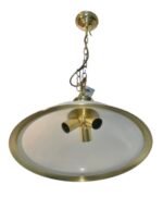 Pendul Vintage din Alama Solida HL 6-1114/3 MS-KETTE E27 3x60W cu Lant Auriu si Abajur Sticla Opal cu Banda din Alama pe Margine, Diametru 49cm, Inaltime 27cm, Suspensie 90cm ORION - imagine 3