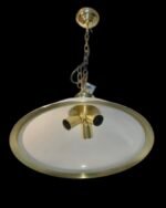 Pendul Vintage din Alama Solida HL 6-1114/3 MS-KETTE E27 3x60W cu Lant Auriu si Abajur Sticla Opal cu Banda din Alama pe Margine, Diametru 49cm, Inaltime 27cm, Suspensie 90cm ORION - imagine 2