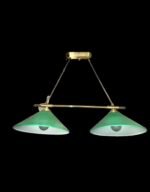 Pendul Elegant HL 6-1405/2 MS-GRUN E27 2x75W Cadru Brate Alama Satinata, Auriu Deschis cu Abajur Concav Sticla Verde Inaltime Totala 166cm ORION - imagine 2