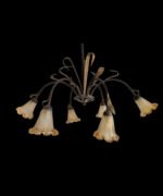 Lustra Eleganta LU 1639/6 ANTIK G9 6x40W Cadru Metal Antichizat cu Lant Multicolor, Abajur Sticla Maroniu Imitatie Bulbi, Inaltime Totala 110cm ORION - imagine 3