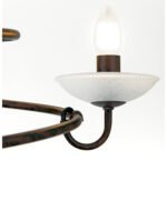 Candelabru Florentin Vera cu 5 brate, finisat brun antichizat LU 1552/5 ANTIK E14 5x40W, Cadru Metal cu Lant si Farfurii Sticla Diametru 55cm, inaltime 35cm, Suspensie 80cm ORION - imagine 4