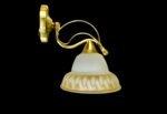 Aplica Perete E14 1x60W Brat Metal Auriu Deschis Abajur Sticla Palnie Matt cu Dungi Aurii pe Margine ESTO - imagine 2