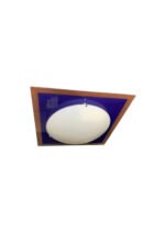 Plafoniera R7J 118mm 1x150W Cadru Chrom si Foaie Sticla Patrata Albastru, Abajur Sticla Rotund Alb ORION