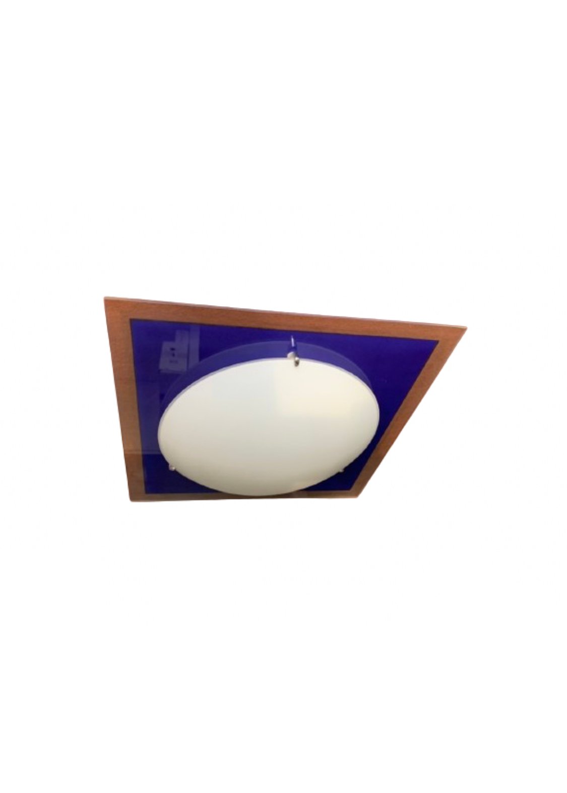 47860085 Plafoniera R7J 118mm 1x150W Cadru Chrom si Foaie Sticla Patrata Albastru, Abajur Sticla Rotund Alb ORION - imagine 1