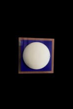 Plafoniera R7J 118mm 1x150W Cadru Chrom si Foaie Sticla Patrata Albastru, Abajur Sticla Rotund Alb ORION - imagine 4