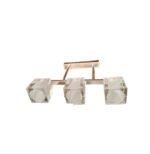 Plafoniera Cadru Inox DL 7-344/3 SATIN G9 3x40W Abajur Cuburi Sticla Cristalinizata Clar Matt ORION
